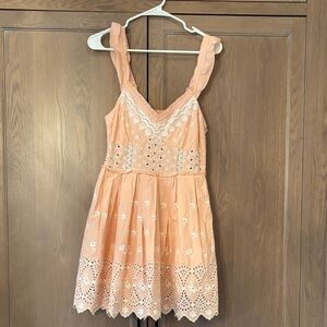 Loveshack Fancy Peach Eyelet Sundress